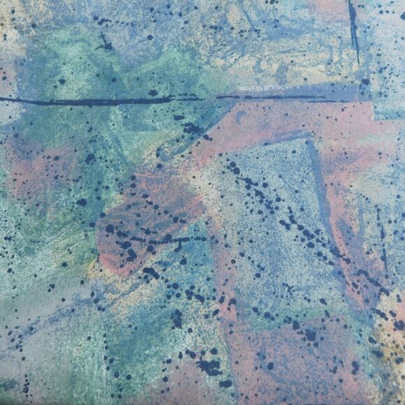 1990s FABRIC Decorator Geometric Speckled Cotton 2 Pieces 56x49, 48x19 Blue Aqua - Picture 7 of 10